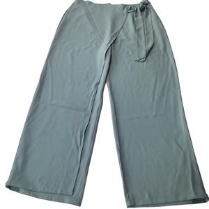 Halara Wide Leg Wrap Pants‎ Tie Waist Flowy Palazzo Boho Light Blue Size L